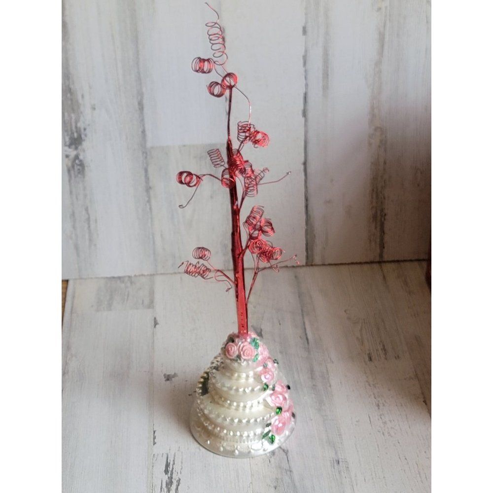 Unique blown glass wedding cake ornament tree Xmas glitter
